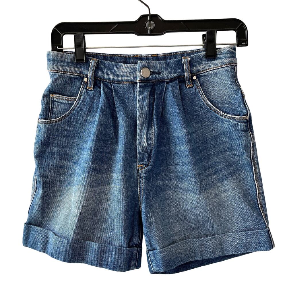 BLANKNYC Pleated High RIse Denim Shorts Size 25